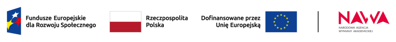Loga Fundusze Europejskie dla Rozwoju Społecznego Flaga Polski flaga UE logo NAWA Narodowa agencja wymiany akademickiej